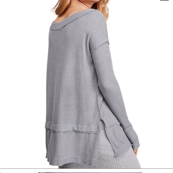 Free People blue grey long sleeve tunic oversized with Relaxed Fit - Picture 2 of 8